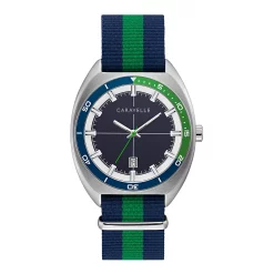 Caravelle by Bulova Men's Blue/Green Nylon Strap Watch - 43B169