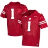 Men's Under Armour #1 Red Wisconsin Badgers Premier Football Jersey