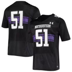 Men's Under Armour #51 Black Northwestern Wildcats Logo Replica Football Jersey