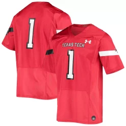 Men's Under Armour #1 Red Texas Tech Red Raiders Logo Replica Football Jersey