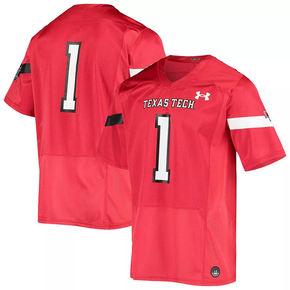 Men's Under Armour #1 Red Texas Tech Red Raiders Logo Replica Football Jersey