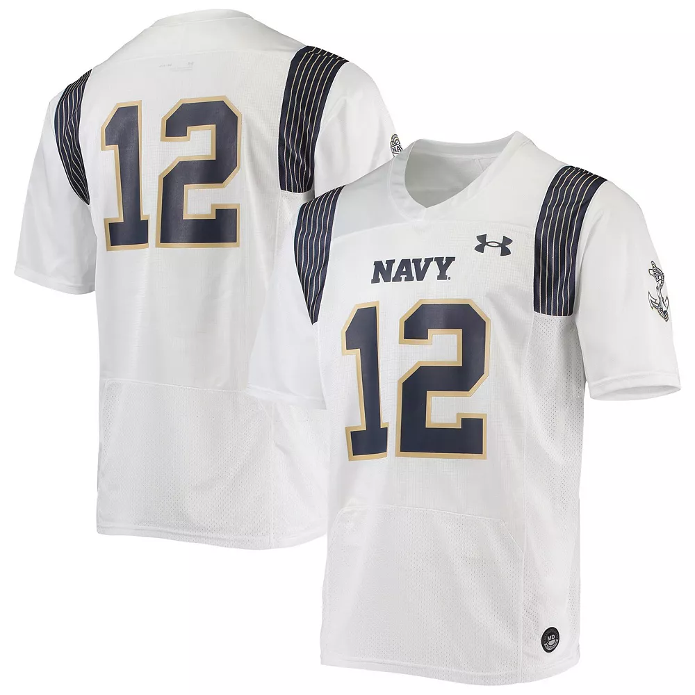 Men's Under Armour #12 White Navy Midshipmen Replica Player Jersey