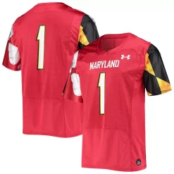 Men's Under Armour #1 Red Maryland Terrapins Replica Jersey