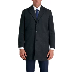 Men's Haggar Mid-Length Single Breasted Brushed Twill Topcoat